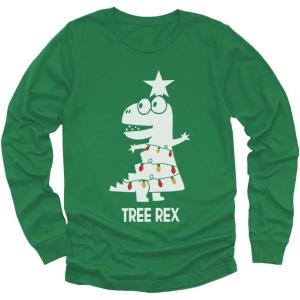 imageTree Rex Kids Ugly Christmas Shirt Tacky Sweater Style Funny Xmas Holiday Long Sleeve TShirt for Toddler KidsGreen