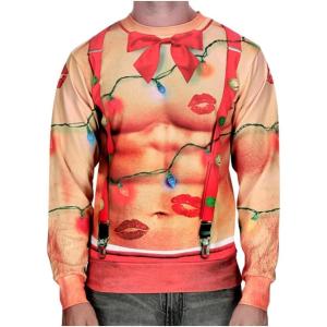 imageTstars Men Funny Ugly Christmas Sweater Style Novelty 3D Graphic Long Sleeve Sweatshirt Xmas Muscles