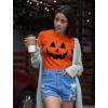 imagePumpkin Shirts for Women Teen Girls Halloween Scary Jack O Lantern T ShirtsOrange