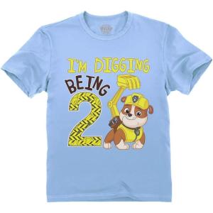 imagePaw Patrol Construction Digging Being 2 Gifts for Two Years Old Boy Rubble 2nd Birthday Toddler Kids TShirtRubble Digging 2  California Blue