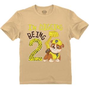 imagePaw Patrol Construction Digging Being 2 Gifts for Two Years Old Boy Rubble 2nd Birthday Toddler Kids TShirtRubble Digging 2  Latte