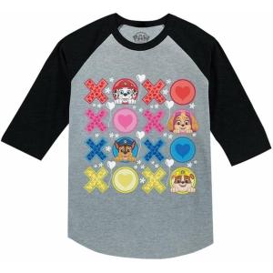 imagePaw Patrol Girls Boys Valentines Day Shirt Mighty Pups Valentines Toddler Kids Raglan 34 Sleeve TShirtXoxo  Dark Gray