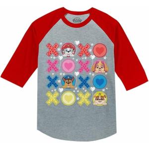 imagePaw Patrol Girls Boys Valentines Day Shirt Mighty Pups Valentines Toddler Kids Raglan 34 Sleeve TShirtXoxo  Red