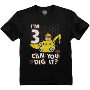 imagePaw Patrol Rubble 3rd Birthday Tractor Official Nickelodeon Toddler Kids TShirtBlack