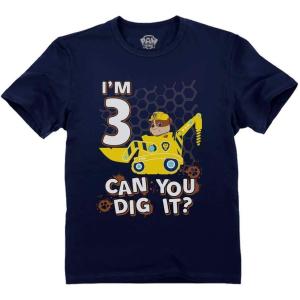 imagePaw Patrol Rubble 3rd Birthday Tractor Official Nickelodeon Toddler Kids TShirtNavy