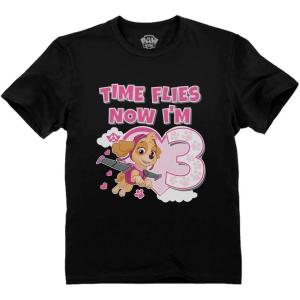 imageTime Flies Skye 3rd Birthday Gift Toddler Kids TShirt Paw Patrol Birthday Girl ShirtTimesky  Black