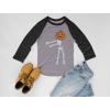 imageFloss Dance Pumpkin Skeleton Halloween 34 Women Sleeve Baseball Jersey ShirtBlueGray