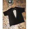 imagePrinted Tuxedo Shirts for Men Suit with Bow Tie Funny Wedding Bachelor Party Halloween Costume Mens Tux ShirtBlack