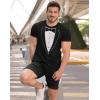 imagePrinted Tuxedo Shirts for Men Suit with Bow Tie Funny Wedding Bachelor Party Halloween Costume Mens Tux ShirtBlack