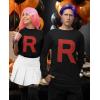 imageTeam Rocket Inspired Shirt Mens R Print Anime Costume Halloween Long Sleeve Shirts for MenBlack