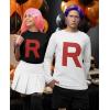 imageTeam Rocket Inspired Shirt Mens R Print Anime Costume Halloween Long Sleeve Shirts for MenWhite