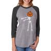 imageFloss Dance Pumpkin Skeleton Halloween 34 Women Sleeve Baseball Jersey ShirtBlackGray