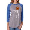 imageFloss Dance Pumpkin Skeleton Halloween 34 Women Sleeve Baseball Jersey ShirtBlueGray