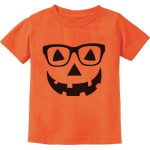 imageGeeky Pumpkin Shirt Boys Girls Funny Jack O Lantern with Eyeglasses Halloween Shirts for Toddler KidsOrange