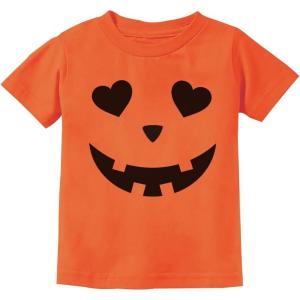 imageHeart Eyes Girl Pumpkin Face Shirt Funny Jack O Lantern Halloween Shirts for Toddler Kids GirlsOrange