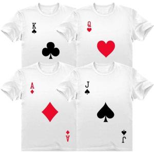 imageTstars Halloween Group Costume Deck of Cards DressUp Easy Halloween Shirts Costume Set Ace White SmallKing White SmallQueen White SmallJack White Medium