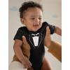 imageBaby Tuxedo with Bow Tie Outfit Halloween Wedding Costume Tux Suit Bowtie Newborn Boy Girl Funny Infant BodysuitBlack