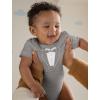 imageBaby Tuxedo with Bow Tie Outfit Halloween Wedding Costume Tux Suit Bowtie Newborn Boy Girl Funny Infant BodysuitGray
