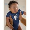 imageBaby Tuxedo with Bow Tie Outfit Halloween Wedding Costume Tux Suit Bowtie Newborn Boy Girl Funny Infant BodysuitNavy