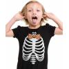imageHalloween Costume Skulls Bow Tie Skeleton Xray Rib Cage Toddler Kids TShirtBlack