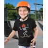 imageSkeleton on Skateboard Shirt Jack O Lantern Pumpkin Head Funny Halloween Youth Kids TShirtBlack