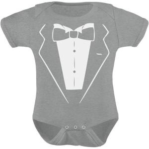 imageBaby Tuxedo with Bow Tie Outfit Halloween Wedding Costume Tux Suit Bowtie Newborn Boy Girl Funny Infant BodysuitGray