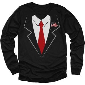 imageDonald Trump Suit ampamp Tie Easy Halloween Costume Long Sleeve TShirtBlack