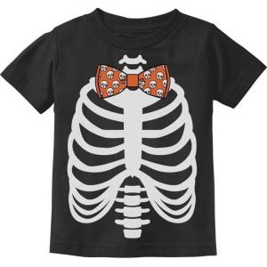 imageHalloween Costume Skulls Bow Tie Skeleton Xray Rib Cage Toddler Kids TShirtBlack