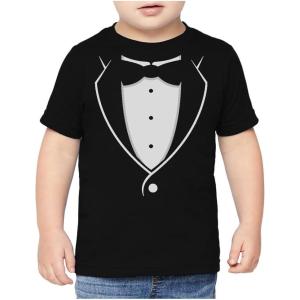imageKids Tuxedo Shirt Printed Suit with Bow Tie Wedding Costume Halloween Infant ampamp Toddler Tux ShirtBlack