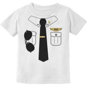 imagePilot Halloween Shirt Pilot Costume Outfit Suit Toddler Infant Kids TShirtWhite