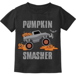 imagePumpkin Smasher Shirt Monster Truck Halloween Shirts for Toddler Girls Boys ShirtBlack