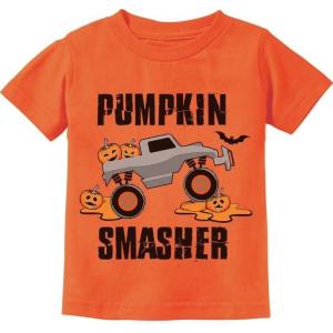 imagePumpkin Smasher Shirt Monster Truck Halloween Shirts for Toddler Girls Boys ShirtOrange