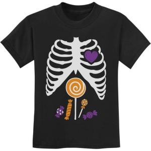 imageRibcage Skeleton Candy Shirt Funny Xray Halloween Shirts for Toddler and Youth KidsBlack