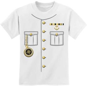 imageShip Captain Halloween Costume Outfit Suit Youth Kids TShirtWhite
