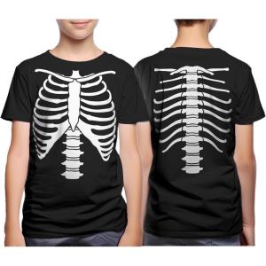 imageSkeleton Ribcage Shirt Funny Xray Rib Cage Costume Halloween Shirts for Youth Kids Boys GirlsBlack