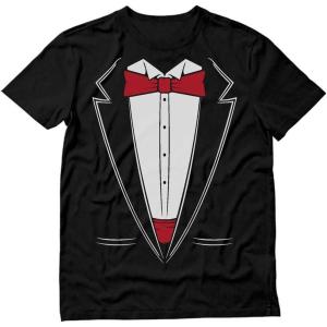 imageTstars  Printed Suit ampamp Tie Tuxedo  Red Bow Tie Bachelor Party TShirtBlack