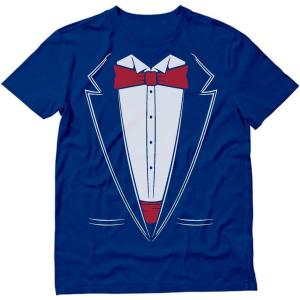 imageTstars  Printed Suit ampamp Tie Tuxedo  Red Bow Tie Bachelor Party TShirtBlue