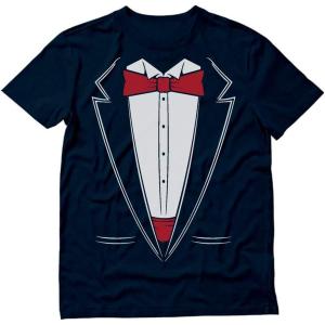 imageTstars  Printed Suit ampamp Tie Tuxedo  Red Bow Tie Bachelor Party TShirtNavy