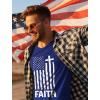 image4th of July Shirts for Men Memorial Day Faith Army USA American Flag Mens Patriotic TShirt XXXLarge Blue