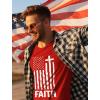 image4th of July Shirts for Men Memorial Day Faith Army USA American Flag Mens Patriotic TShirt XXXXXLarge Red
