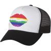 imageGay Pride Rainbow Lips Trucker Hat Love No Limits Equality Trucker Hat Mesh Cap One Size BlackWhite