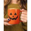 imageJack O Lantern Cup Mug Gift for Coffee Tea Lovers Scary Pumpkin Face Halloween Mugs 11 Oz Orange