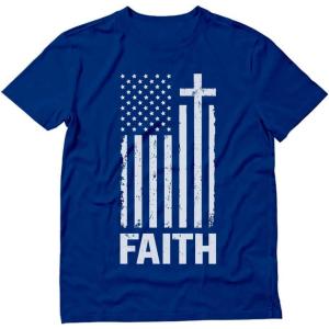image4th of July Shirts for Men Memorial Day Faith Army USA American Flag Mens Patriotic TShirt XXXLarge Blue