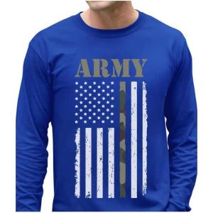 image4th of July Shirts for Men Memorial Day Faith Army USA American Flag Mens Patriotic TShirtBlue