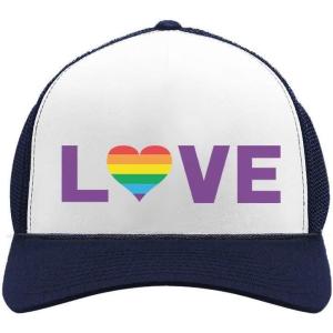 imageGay Love LGBT Hat Rainbow Heart Gay ampamp Lesbian Pride Trucker Hat Mesh Cap One Size NavyWhite