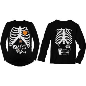 imageHalloween Matching Couples Shirts Skeleton Maternity Food Men Long Sleeves Set Men BlackMen Black  Women Black