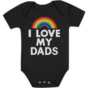 imageI Love My Dads Baby Boy Girl Pride Outfit LGBTQ Gifts Gay Equality LGBT Month Rainbow Infant BodysuitBlack