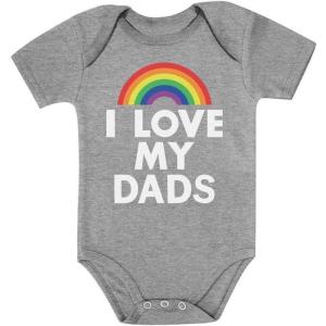 imageI Love My Dads Baby Boy Girl Pride Outfit LGBTQ Gifts Gay Equality LGBT Month Rainbow Infant BodysuitGray