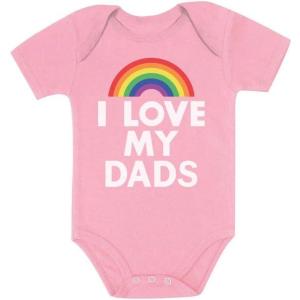 imageI Love My Dads Baby Boy Girl Pride Outfit LGBTQ Gifts Gay Equality LGBT Month Rainbow Infant BodysuitPink