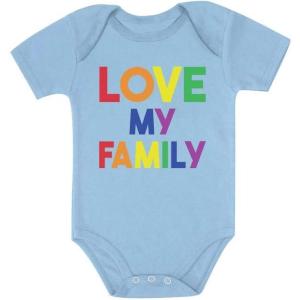 imageI Love My Family Gay Pride Baby Outfit LGBT Rainbow Baby BodysuitAqua